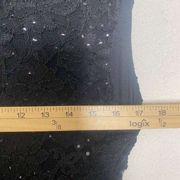 Connected Apparel Black Sequin Dress Size 12 Elegant NYE Holiday Party Occasion - Picture 8 of 12